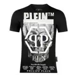 manches courtes t-shirt philipp plein prix bas pln qp skull worldwide embellished